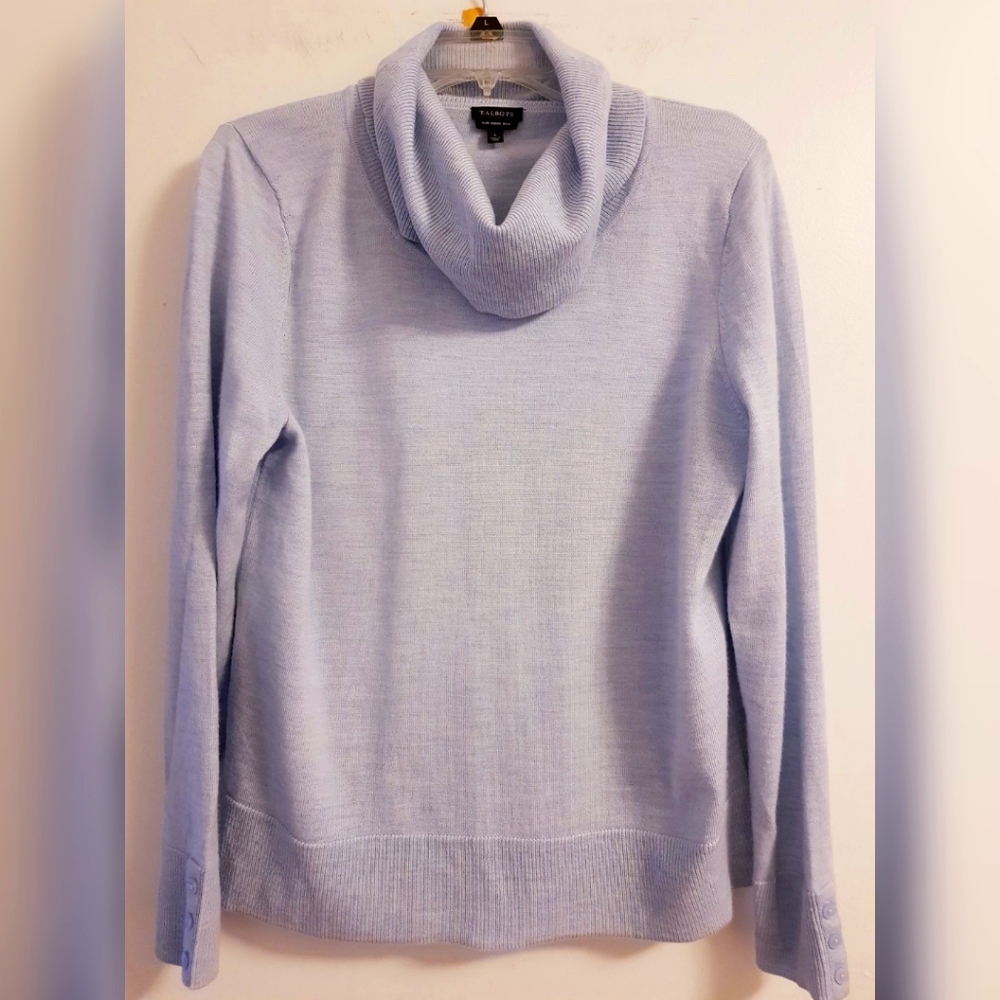 Talbots Merino Button-Cuff Cowlneck Sweater